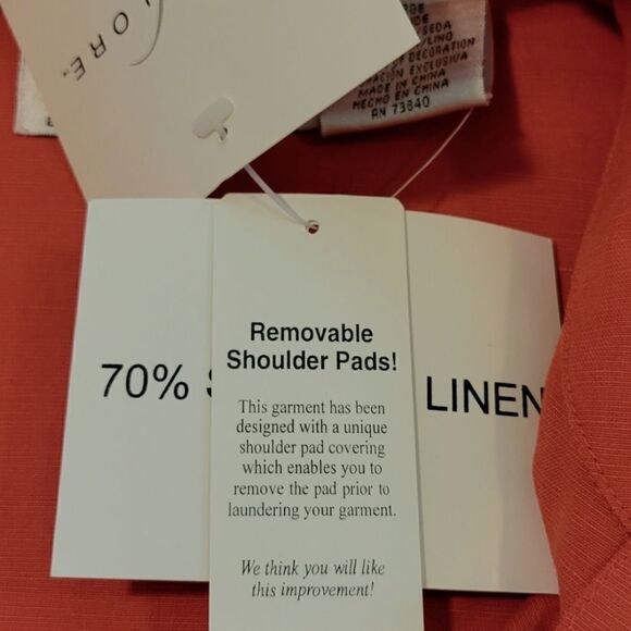 Silk Lore by Beth Terrell Silk/Linen Orange Embroidered Long Sleeve Blazer L - Picture 6 of 7